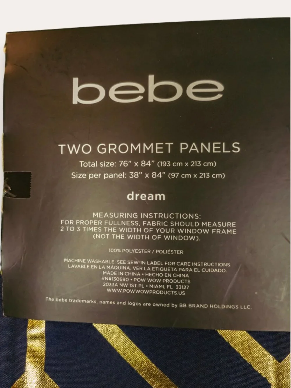 bebe Dream Navy Gold Geometric Grommet Curtain Panels 2-Pack 38